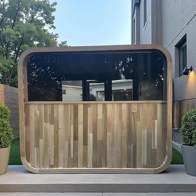 Customize Outdoor Steam Sauna 4-10 Person, Canadian Hemlock, Red Cedar Sauna, Porch Option, Glass Window Option, Wood Burning Stove or Harvia Heater, ETL Certificate(0-195 °F)