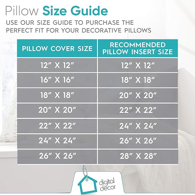 Digital Decor Premium Throw Pillow Inserts Sham - Decorative White Square Form Pillow Inserts - Perfect for Bedroom, Sofa & Couch (2 Pack)