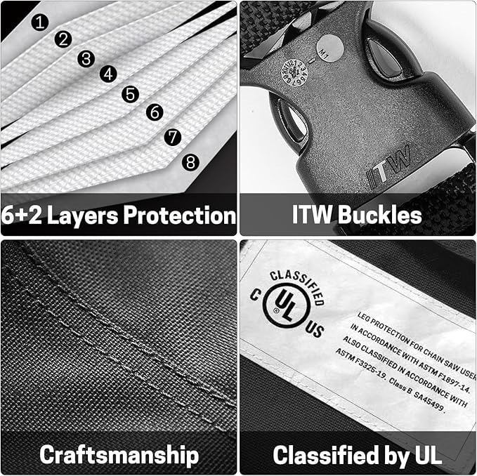 Chainsaw Chaps Apron Wrap 8-layer for Men/Women Loggers Forest Workers Protective Chain Saw Pants Adjustable