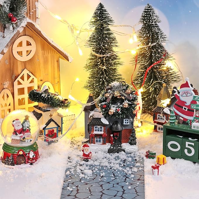 Marspark Christmas Village Accessories 5 x 50 Inch Christmas Miniature Road Village Street Mat Xmas Snow Street Decorations for Little Landscape(White Gravel Road Style)