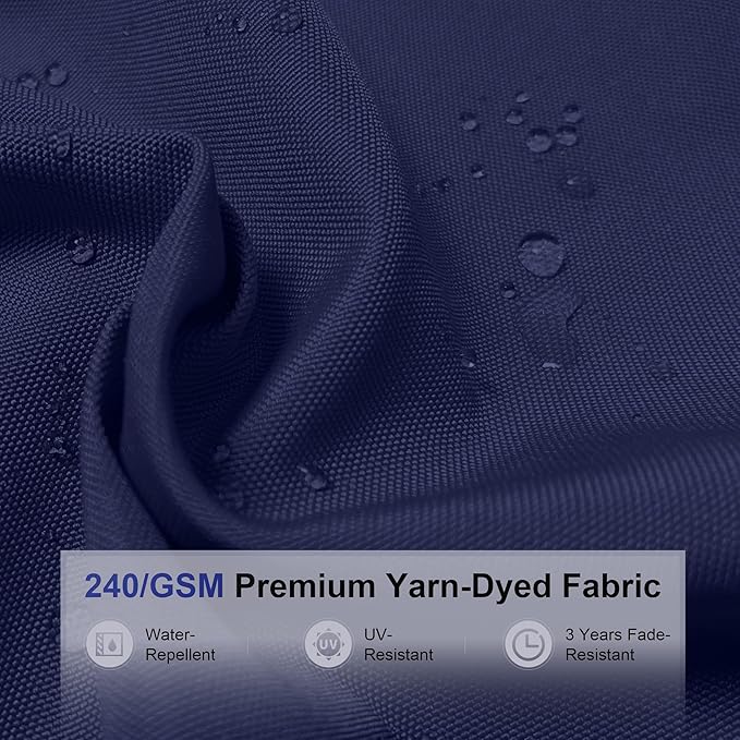 PURPLE LEAF 9' X 12' Double Top Deluxe Solar Powered LED Rectangle Patio Umbrella Offset Hanging Umbrella Outdoor Market Umbrella Garden Umbrella,Navy Blue