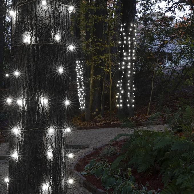 70 Cool White StretchNet Pro Expandable Christmas Net Lights for Large Trees, LED Tree Wrap Lights - 30" x 45" Stretchable Net - Brown Wire Trunk Wrap Lights