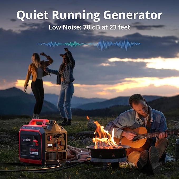 3800W Portable Inverter Generator with CO Protect, Gas Powered, Super Quiet and 30A for RV-Ready for Camping, Home Emergency Use, Tailgating