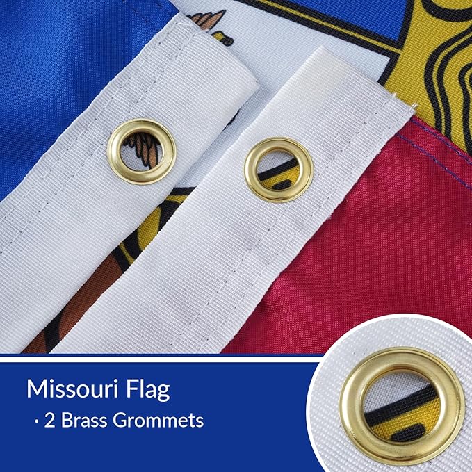 Bradford Missouri Flag 3x5 feet Outdoor, Double Sided 3 Layers Missouri Flags Heavy Duty, MO State of Missouri Flag Polyester with 2 Brass Grommets for Outsides House Decoration