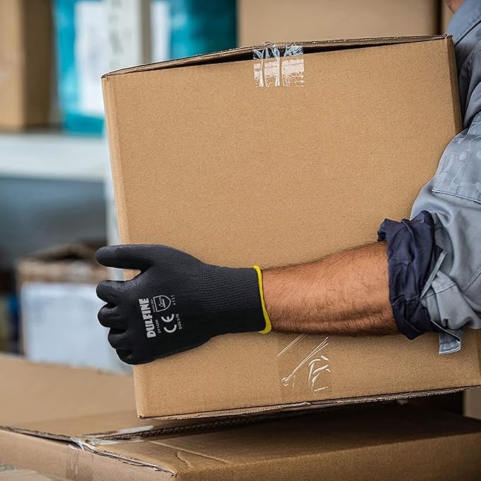 Ultra-Thin PU Coated Work Gloves-12 Pairs,Excellent Grip,Nylon Shell Black Polyurethane Coated Safety Work Gloves, Knit Wrist Cuff,Ideal for Light Duty Work. (Small)