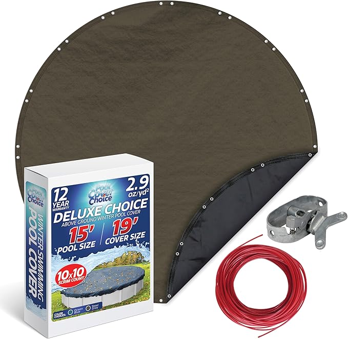 Winter Swimming Pool Cover for 15 ft Aboveground Round Pool Size, Deluxe Choice Series, Solid Material, Color - Steel Gray, Pool Cover Choice 5915-4CHOICE