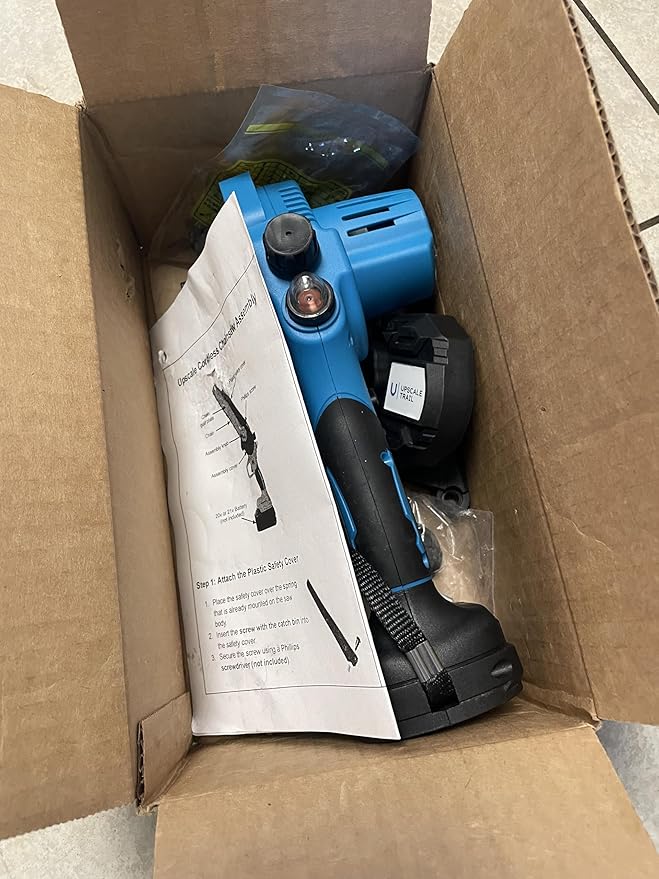 Upscale 8-Inch Cordless Mini Chainsaw – Brushless Motor, Lightweight 4 lbs, Safety Lock, 21V Power (Battery Not Included, Assembly Required)
