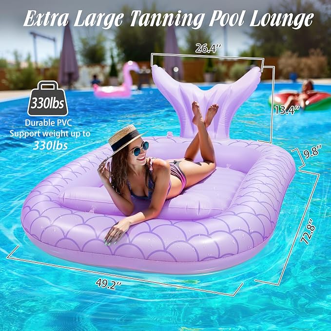 HeySplash Pool Lounger Float for Adult, Inflatable Pool Floats Bed Cooling Contour Lounger Rafts, Water Rafts for Lake, Outdoor Beach Pool Party