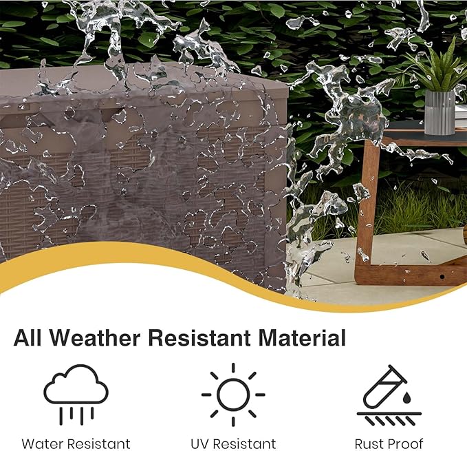 Patiolife 100 Gallon Resin Deck Box, Large Outdoor Storage Box for Garden Tools, Pool Supplies, Waterproof and Lockable, Dark Brown