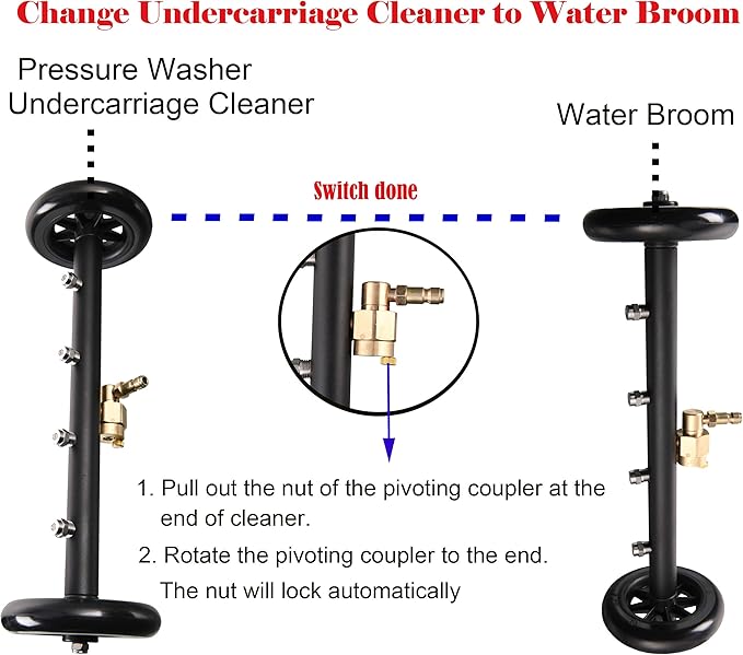 Tool Daily Dual-Function Undercarriage Cleaner,Surface Cleaner for Pressure Washer, 16 Inch, Underbody Car Wash Water Broom with 3 Pieces Extension Wand, 4000 PSI