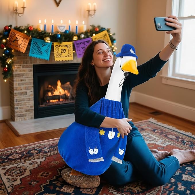 Cozypower Christmas Porch Goose Outfits Clothes for Plastic 23'' Cement Goose Duck Lawn Yard Decorations(Cute Style)