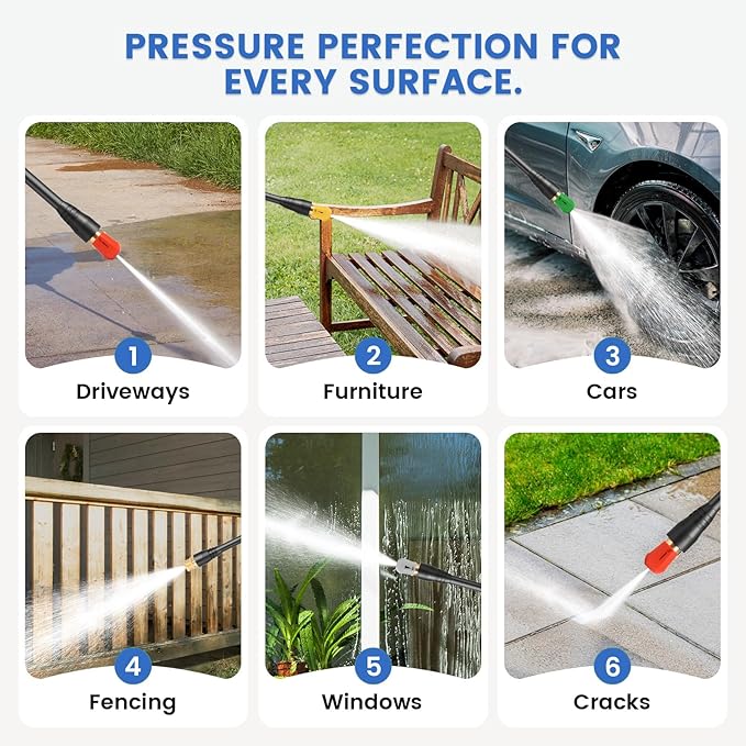Professional Pressure Cleaner, 5000PSI Power Cleaner with Foam Cannon,4 Nozzles,33FT Hose and Soap Bottle,Car Wash Machine/Car/Driveway/Patio Clean,Green