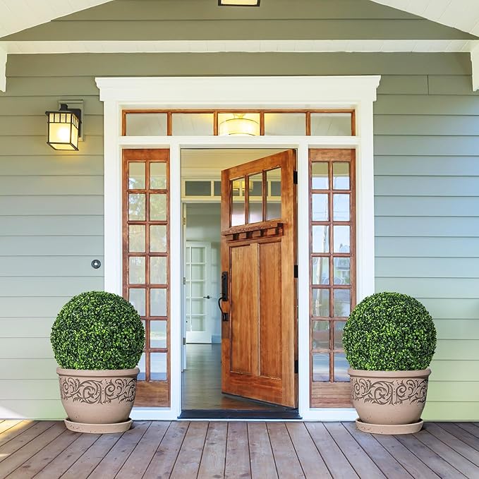 Goplus 2 PCS 19 Inch Artificial Plant Topiary Ball, Round Faux Boxwood Balls Outdoor, Garden Spheres Decorative for Front Door, Porch, Backyard, Balcony, Patio, Wedding and Home Décor