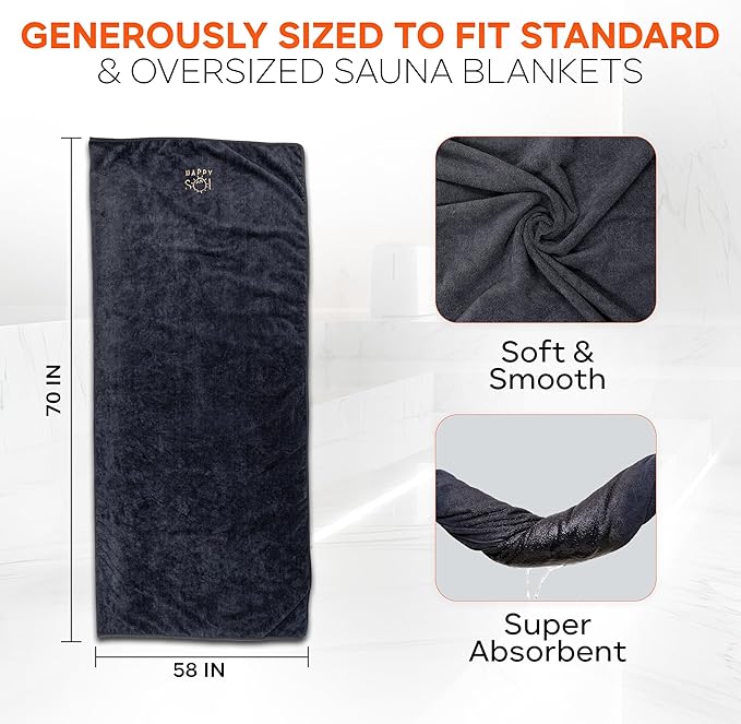 Sauna Blanket Towel Insert - Absorbent Insert for Sauna Blanket - Reusable and Machine Washable - 58"x70"- Luxurious Microfiber Material