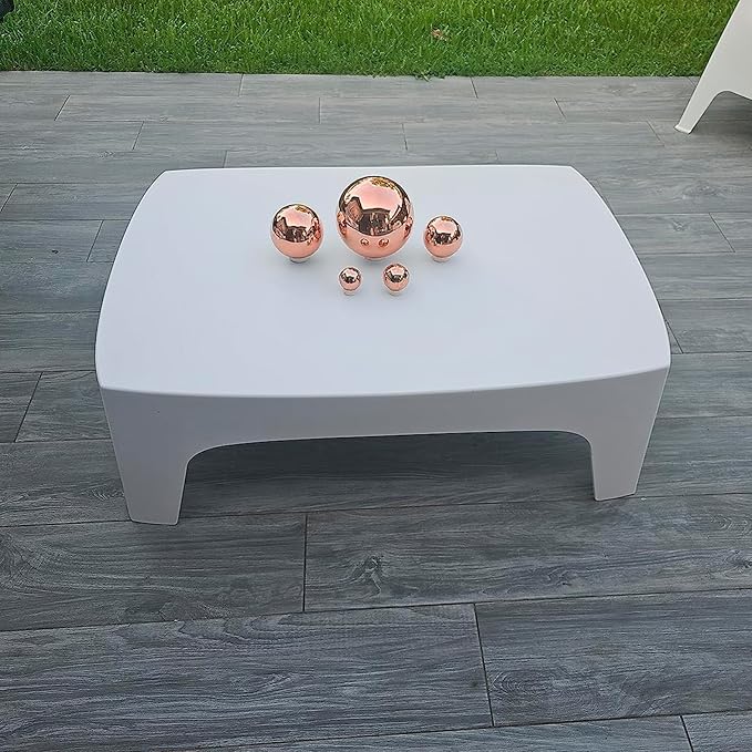 Nerien Gazing Ball, Stainless Steel Garden Mirror Globe, Polished Ornament Sphere, Hollow Floating Reflective Hemisphere, for Home Outdoor Pond Housewarming Swimming Pool Decoration, Rose Gold, 5Pcs