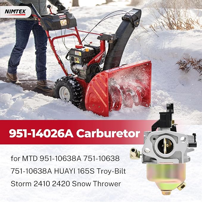 951-14026A Snow Blower Carburetor for MTD 951-14027A 951-10638A 751-10638 Troy-Bilt Storm 2410 2420 2620 2690 2690XP Cub Cadet Yard Machine Snow Thrower with Gasket Primer Bulb