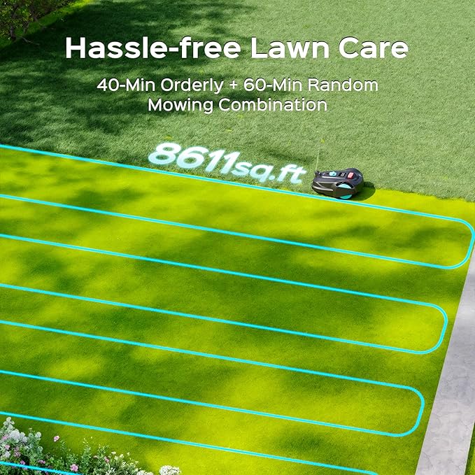 M800Plus Cordless Robot Lawn Mower with GPS + 3D Visual Navigation, Bow-Shaped Path Mowing, APP Control, 4.0Ah Automatic Robotic Lawnmower for 1/5 Acre, Obstacle Avoidance, Height Adjustment