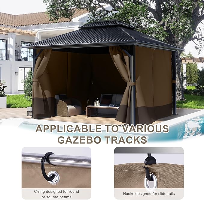 BPS 10' x 10' Gazebo Curtain Privacy 4-Panel Sidewall Outdoor Replacement Shade (Only Curtain)