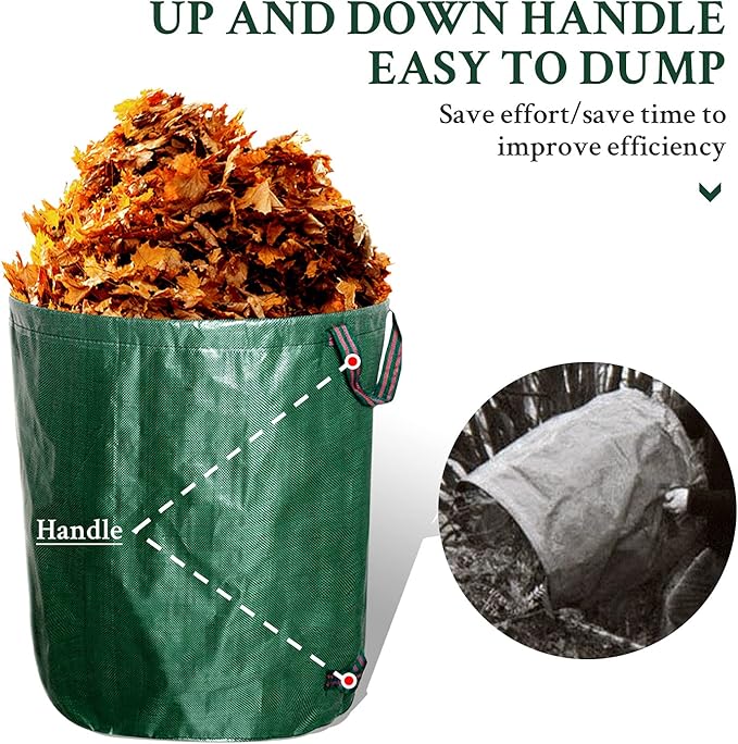 kingsea 2 Pack Reusable Garden Waste Bags,Heavy Duty Yard Waste Bag with Dual Handles,Lawn Pool Garden Leaf Bag for Collecting Leaves Grass Clippings Yard Debris (32 Gallon)