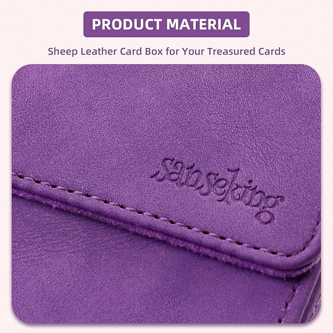Magic Card Deck Box for MTG Single Deck Card Box fits 100+ TCG Sleeved Cards Soft Leather Card Box Top loading Card Boxes Magic Gift for MTG TCG CCG (Vertical,Purple)