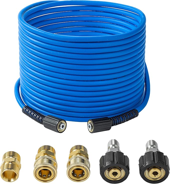 Pressure Washer Hose – 1/4" X 50 FT High Power Washer Extension Hose – Kink & Wear Resistant High Pressure Hose for Replacement – Compatible with M22 Fittings – 3600PSI