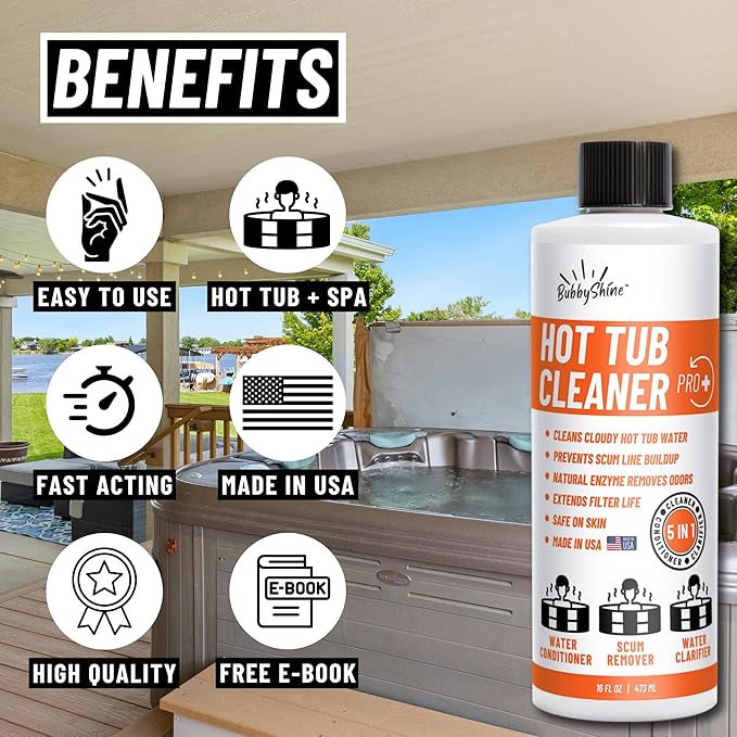 5in1 Weekly Hot Tub Cleaner - 16 Treatments, Conditioner, Clarifier - Hot Tub Chemicals, Spa Protector All in One Starter Kit, Spa Chemicals for Hot Tub for Crystal Clear Water - Made in USA