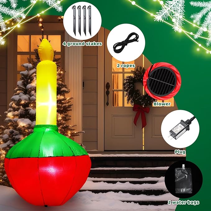 Soulchen 5ft Christmas Inflatable Bubble Light Outdoor Decorations Backyard Inflatables Bubble Light Built-in LED Lighted Christmas Blow up for Yard Garden Lawn Holiday Party Decor