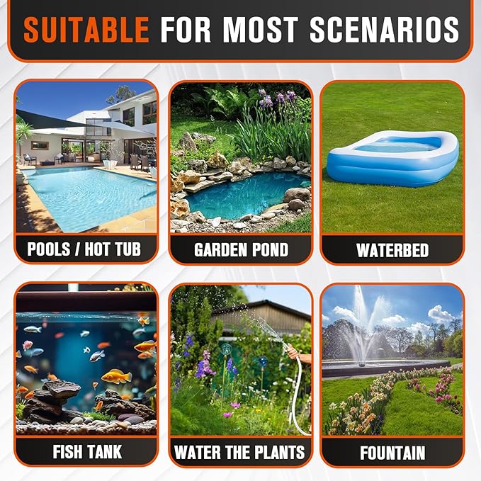 Sump Pump,Pool Cover Pump above Ground,submersible water pump Swimming Water Removal Pumps,for Swimming Pool Basement Garden Pond Tubs Draining,75W,Max Flow:850GPH,3 Adapters,25 Ft Power Cord (Blue)
