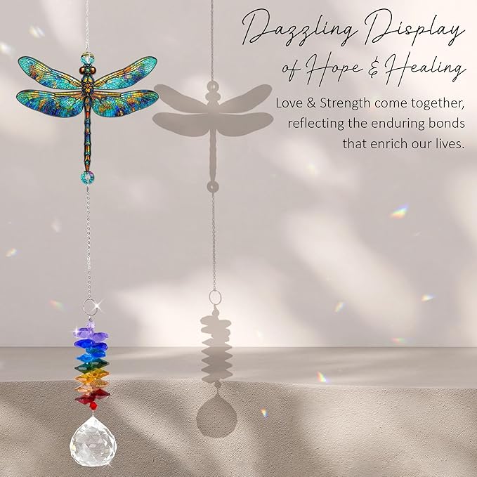1 Layered Ornament Suncatcher - Dragonfly Gifts - Dragonflies Decor - Christmas Birthday Gifts for Women, Men - Dragonfly Keepsake - Remembrance Ornament - Rainbow Maker - Hanging Home Decor