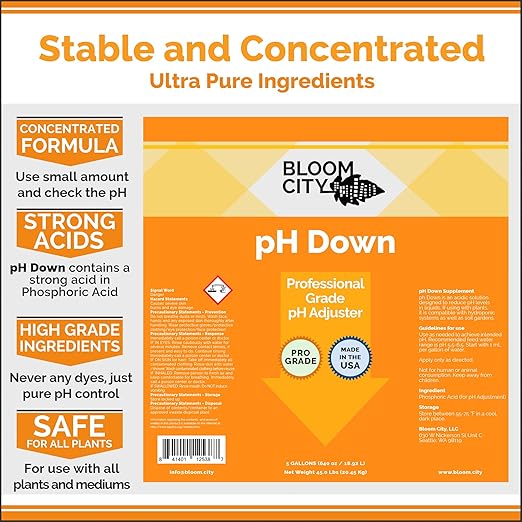 Bloom City Professional pH Down Liquid Fertilizer, Gallon (128 oz)