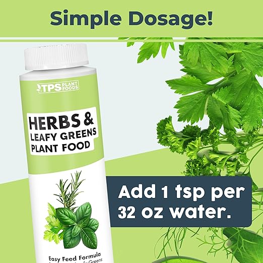 TPS NUTRIENTS Herb Plant Food for All Edible Herbs, Leafy Greens and Veggies, Liquid Houseplant Fertilizer 8 oz (250mL)