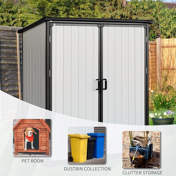 5x3ft Outdoor Storage Shed, Resin Cabinet with Lockable Doors – Weatherproof Storage for Bikes, Patio, Tools & More – Durable & Stylish (Black) (1 Doors)