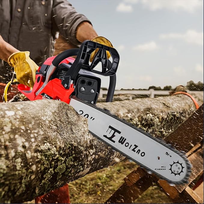 Gas Chainsaw 58CC with Quick-Switch Dual Bars (18/20 Inch),Gas Powered Chain saw 2 Stroke Handed Petrol Gasoline for Cutting Wood Outdoor Garden Farm Home