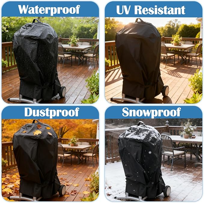 Cover for CHARBROIL Patio Bistro Without Side Shelves, 600D Waterpoorf Windproof All Weather Resistant Covers for Gas/Electric Patio Bistro with Handle & Straps, Replacement for CHARBROIL Grill Cover