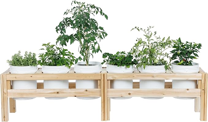 Greenes Fence Six Bucket Elevated Cedar Wood Garden Frame, 84 in. x 16 in. x 20 in. - Made in USA with North American Cedar