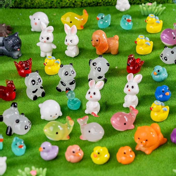50 Pcs Mini Resin Animals Figures - Land & Sea Creatures Set for Fairy Garden Decor, Miniature Landscape Ornaments Collection