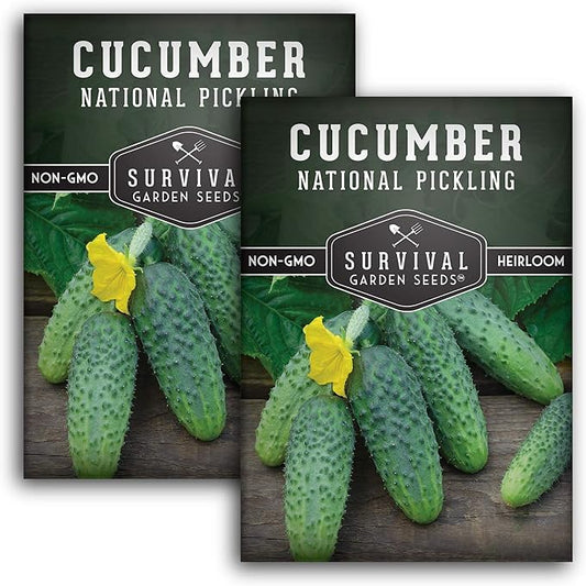 Survival Garden Seeds - National Pickling Cucumber Seed for Planting - Packet with Instructions to Plant and Grow Cucumis Sativus in Your Home Vegetable Garden - Non-GMO Heirloom Variety