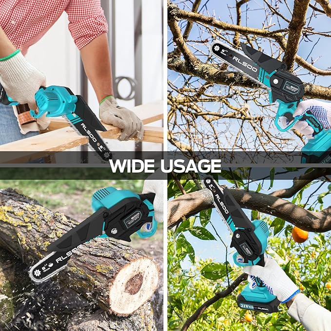Mini Chainsaw 6 Inch Cordless, Battery Powered Electric Handheld saw, Tree Trimmer Wood Branch Cutter for Household and Garden,Christmas Gifts for Woman, Seniors, Beginners, Seasoned Pros