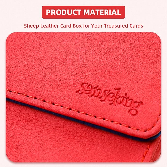 Magic Card Deck Box for MTG Single Deck Card Box fits 100+ TCG Sleeved Cards Soft Leather Card Box Top loading Card Boxes Magic Gift for MTG TCG CCG (Vertical,Red)