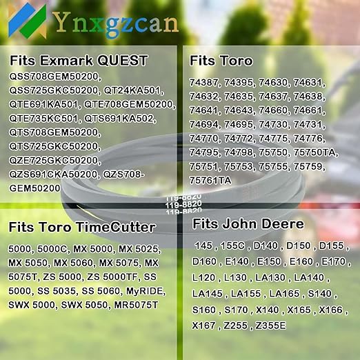 119-8820 1/2" W X 141.5" L Deck Belt for Toro TimeCutter SS5000 MX5000 5000 MX5060 75750 Exmark Quest Toro Zero Turn Mowers with 50 Inch Decks 119-8820-SL Deck Belt 114-0453 GX21833 GX20571