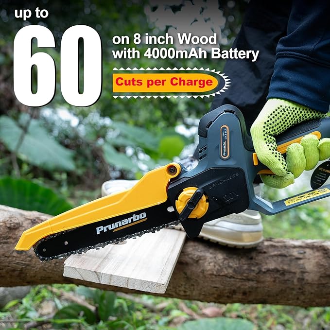 Mini Chainsaw 8 Inch Cordless Hand-held Electric Chain Saw Compatible with Makita 18V Battery Power Pruner Auto Oiler for Tree Wood Cutting Trimming Pruning, PR-E8-Body Only (Battery not included)