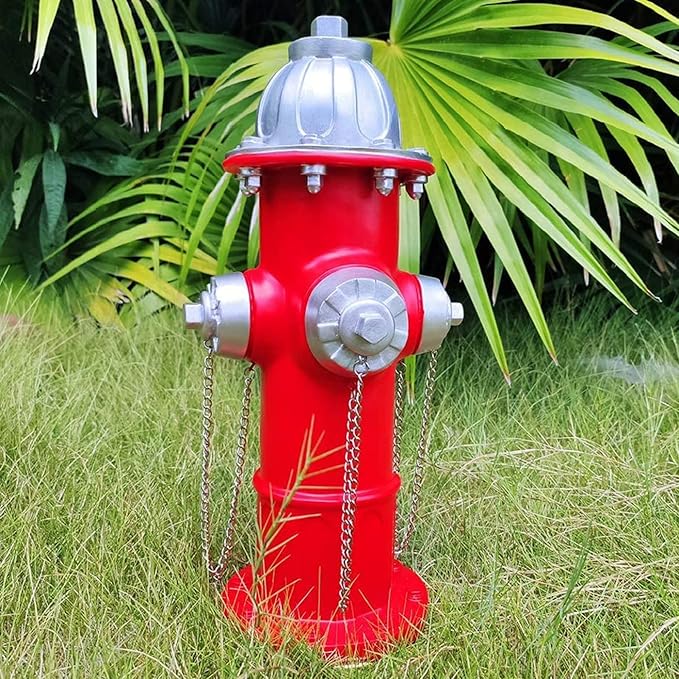 Dog Fire Hydrant Pee Post Statue with 4 Stakes, Fake Fire Hydrant for Dogs to Pee On Puppy Pee Post Training Tool Yard Garden Indoor Lawn Ornament Outdoor Statue (14.5 * 5.3 inch)