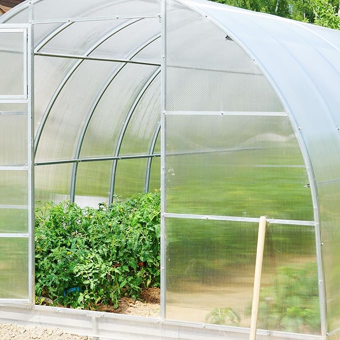 12 Pcs Polycarbonate Greenhouse Panels Polycarbonate Sheets Twin-Wall Roof Panels Waterproof UV Protected Clear Corrugated Plastic Roofing for Greenhouse, Outdoor, Plant Stand Roof(4' x 2' x 0.24'')