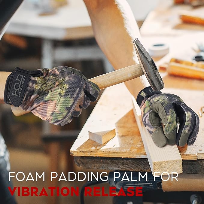 HANDLANDY Work Gloves for Men & Women, Utility Mechanic Working Gloves Touch Screen, Flexible Yard Work Gloves