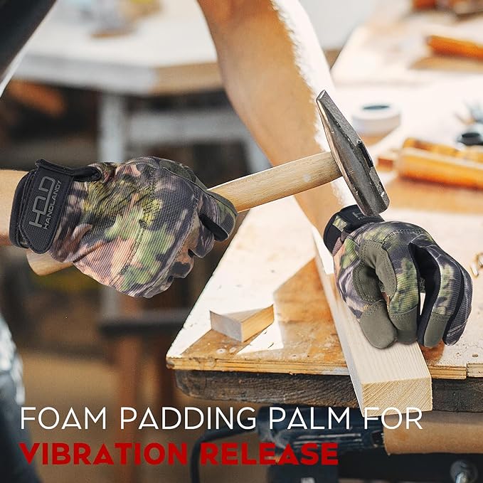 HANDLANDY Work Gloves for Men & Women, Utility Mechanic Working Gloves Touch Screen, Flexible Yard Work Gloves