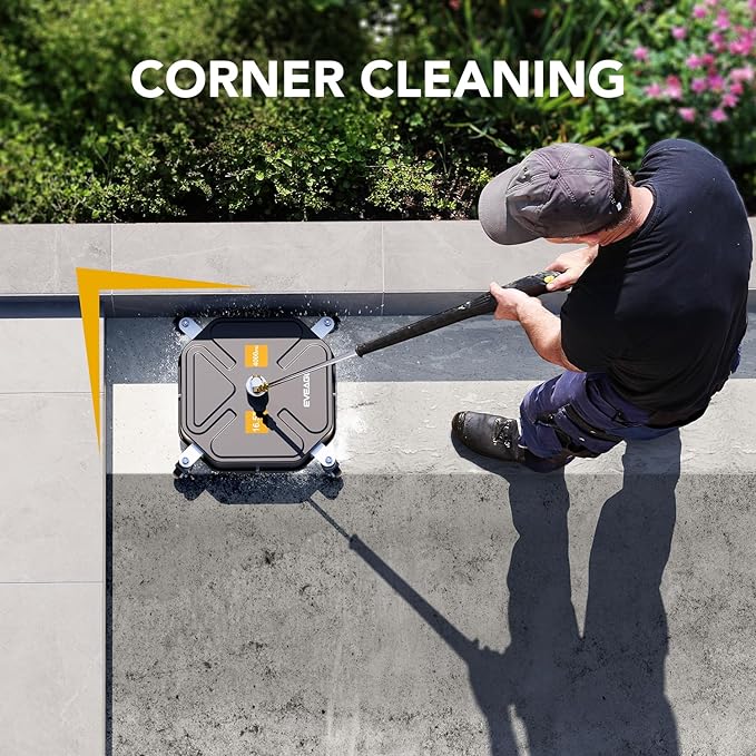 EVEAGE 16.5" Pressure Washer Surface Cleaner - Stainless Steel Power Washer Surface Cleaner with 4 Wheels & 2 Extension Wands, 4000PSI Power Washer Accessories Attachment