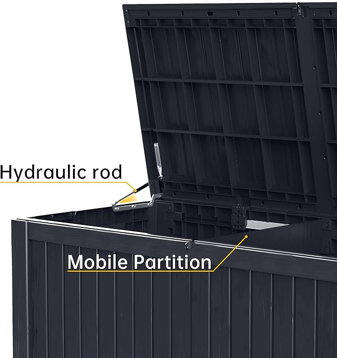 DRATO 200 Gallon Deck Box, Waterproof Resin Large Outdoor Storgae Box for Patio Furniture, Patio Cushions, Gardening Tools, Pool Supplies, Lockable