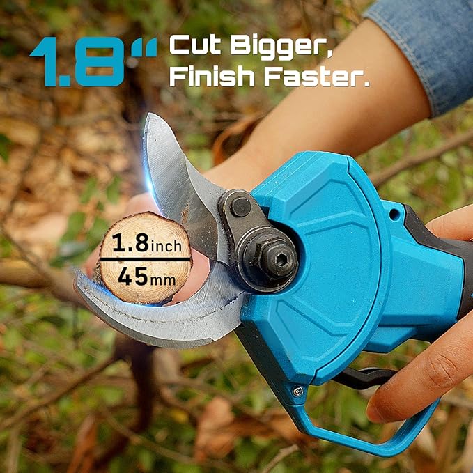 SEESII Pole Electric Pruning Shears: 1.8" Cutting Diameter 2-in-1 Cordless Power Pruner - Brushless Motor, Dual 4.0Ah Batteries, Extra SK5 Blade, 4 Modes Adjustable Branch Cutter for Garden Trimming