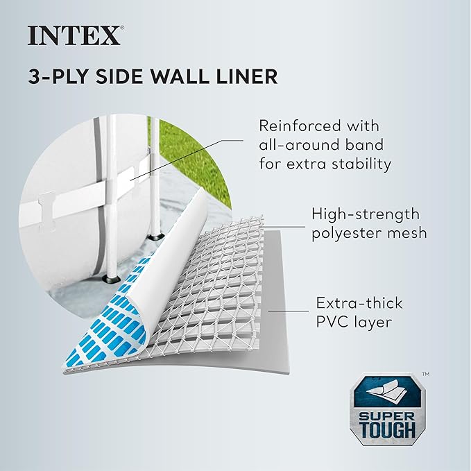Intex 26719EH Prism Frame Premium Above Ground Swimming Pool Set: 14ft x 42in – Includes 1000 GPH Cartridge Filter Pump – SuperTough Puncture Resistant – Rust Resistant – 3357 Gallon Capacity
