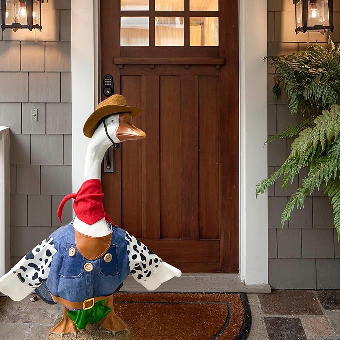 Porch Goose Outfits for 23" Plastic Porch Goose Cowboy Outfit Goose Clothes for Cement Goose for Indoor Outdoor Garden Yard Lawn Patio Art Decor(NZL)
